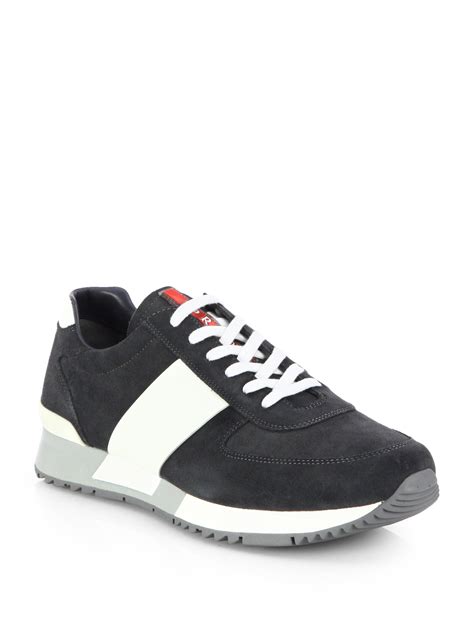 mens prada sneakers uk|Prada suede sneakers men.